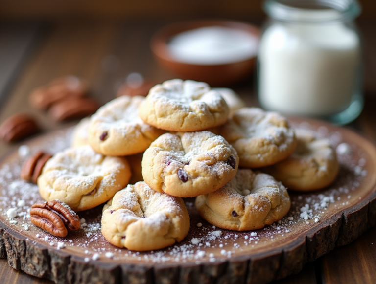 Pecan powdered sugar cookies
