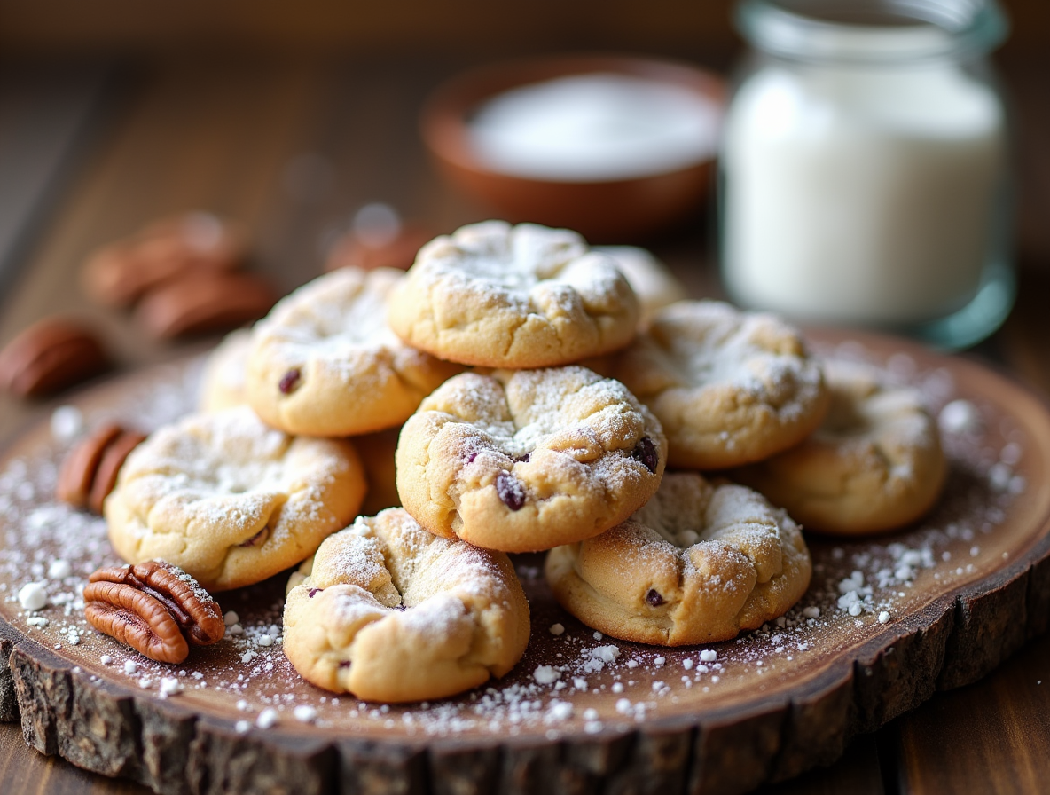 Pecan powdered sugar cookies