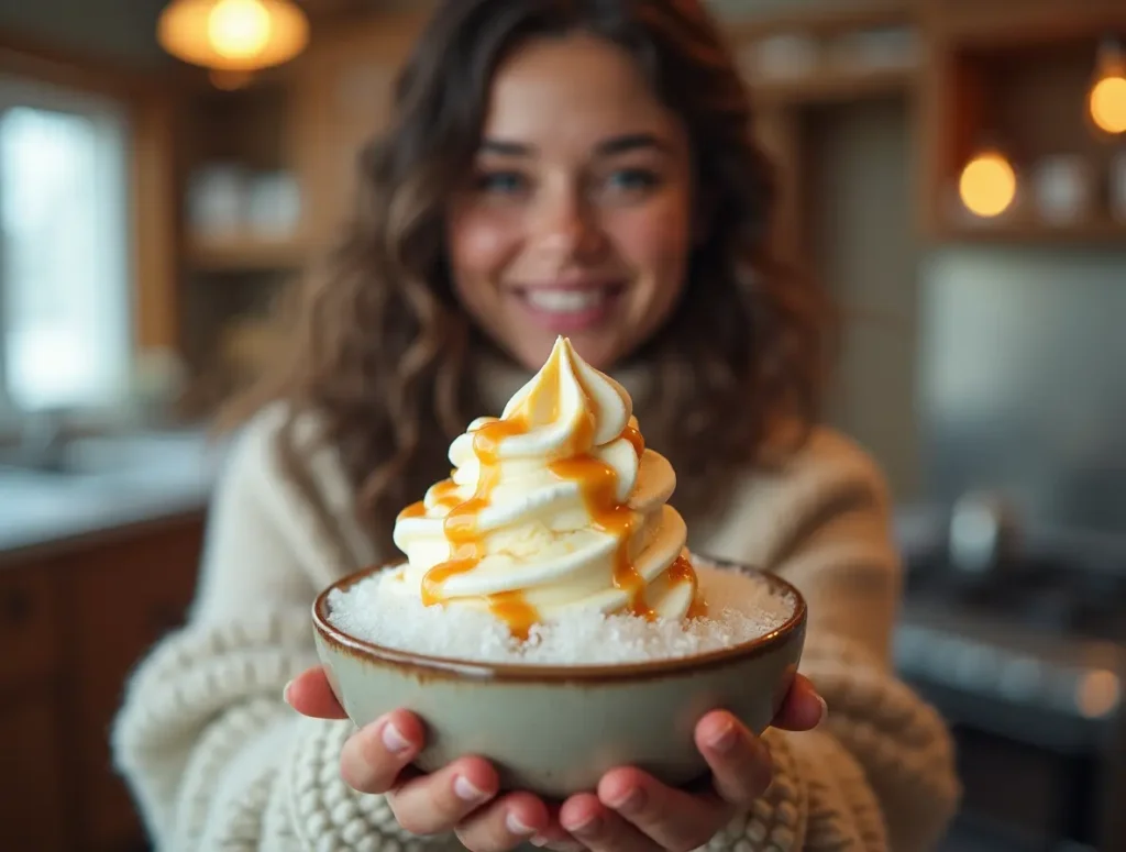 snow ice cream with condensed milk