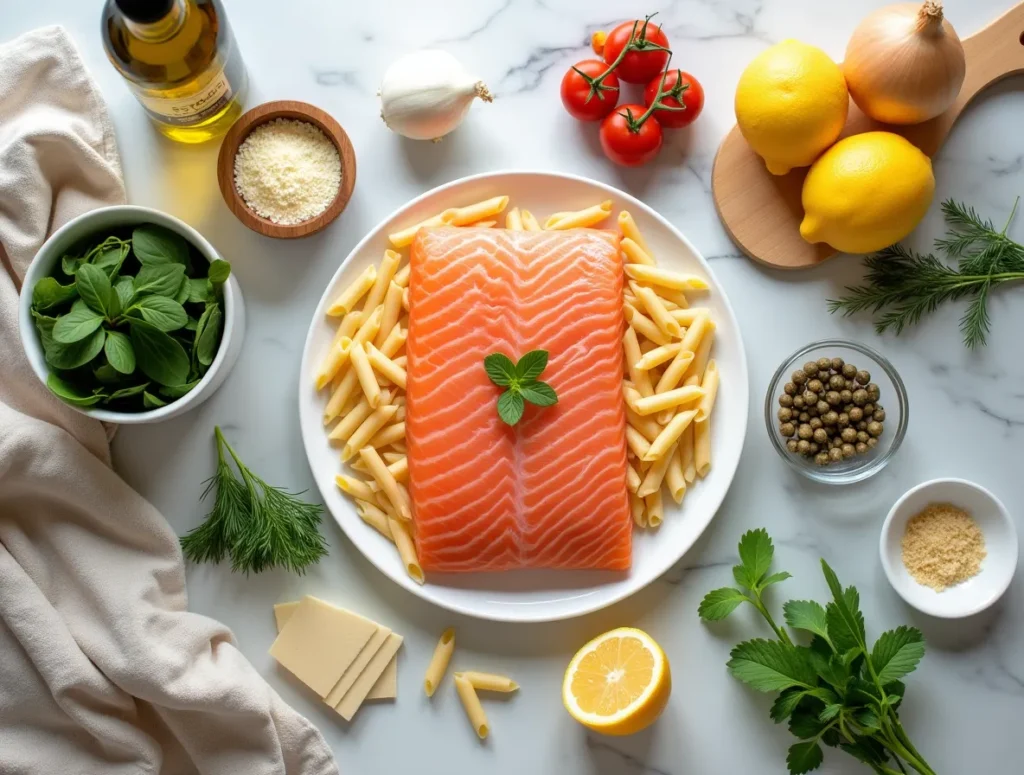 salmon spinach pasta